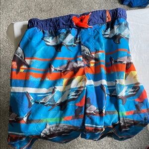 ZeroXposur Shark Print Swim Shorts with Blue and Orange